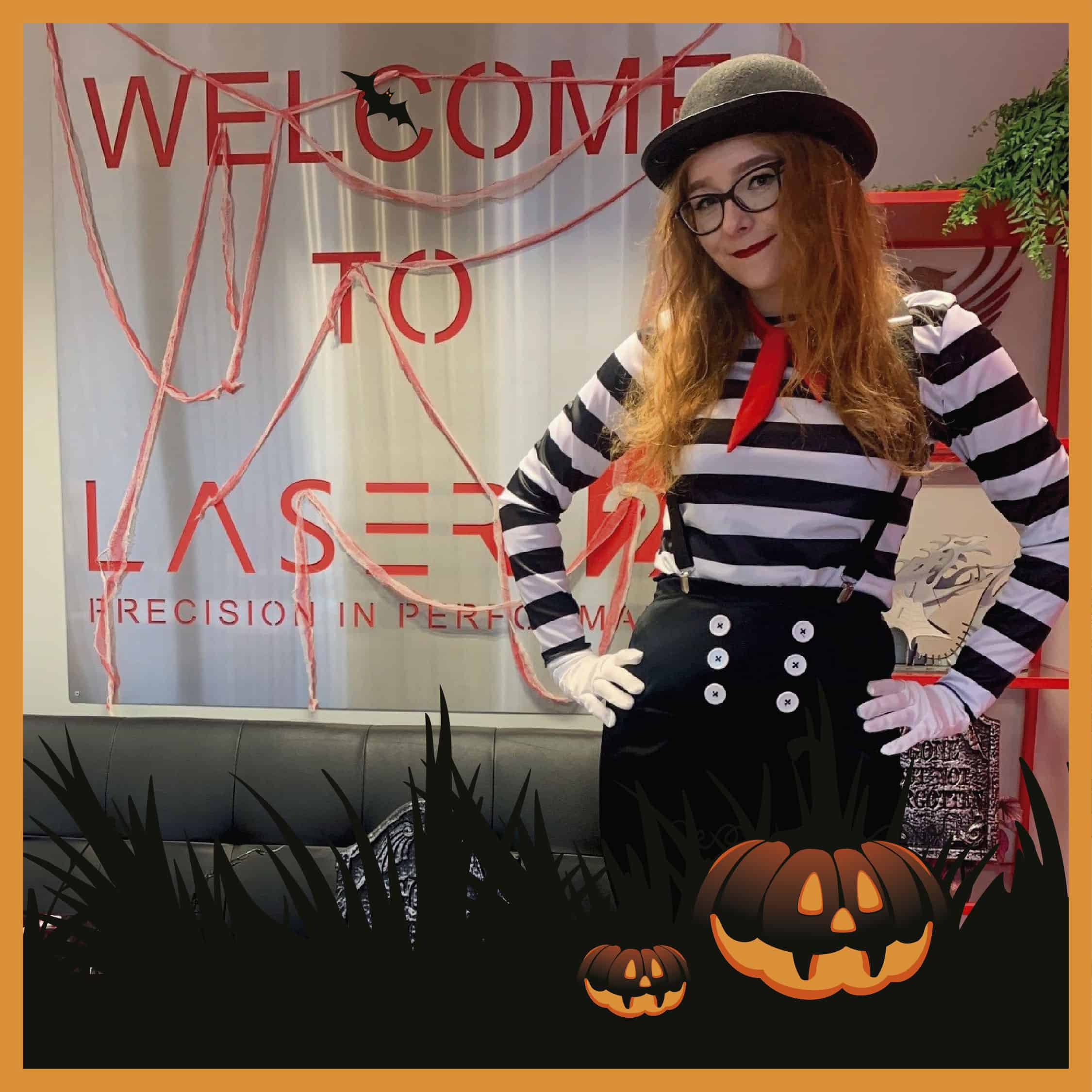 Team member of Laser 24 dressed for halloween